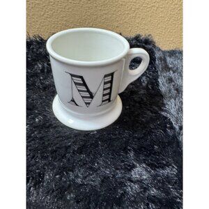 Anthropologie Monogrammed "M" Mug Cup White With Black Letter M